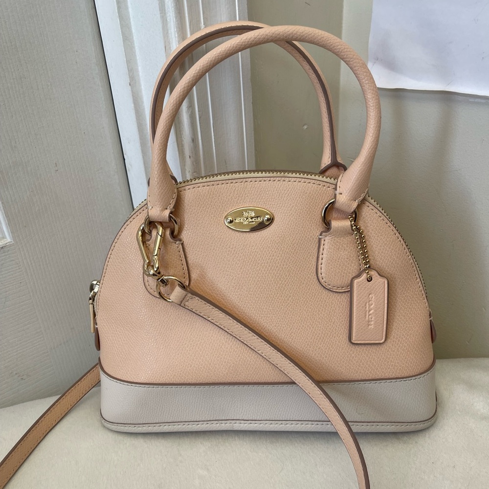 Coach Pink and Cream Domed Shape Small Satchel Bag EUC - Picture 11 of 13